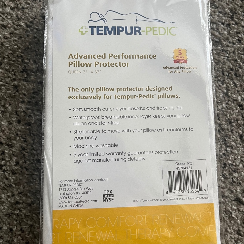 Tempur-pedic Advanced Performance pillow protector, queen size